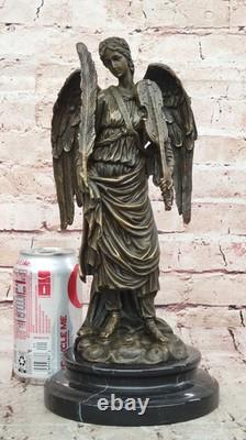 Handmade Bronze Sculpture Marble Signed By Moreau French Statues Figure