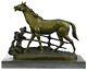 Handmade Bronze Sculpture Signed P. J Mene Loving Horse Marble Base Sale