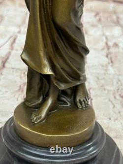 Handmade Bronze Woman Signed Pittaluga on Marble Base Opens