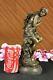 Handmade Signed Moreau, Female Nude Angel Bronze Statue Marble Figurine