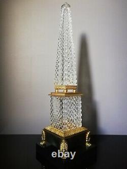 House Rings Signed, Very Large Obelisk In Crystal And Golden Bronze