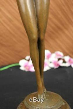 Huge Chair Female Angel Bronze Sculpture Signed By Weinman Marble Statue Base