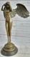 Huge Nude Female Angel Bronze Statue Signed By Weinman, Marble Base, Art Deco Sculpture