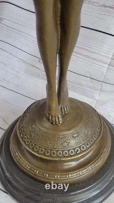 Huge Nude Female Angel Bronze Statue Signed by Weinman, Marble Base, Art Deco Sculpture