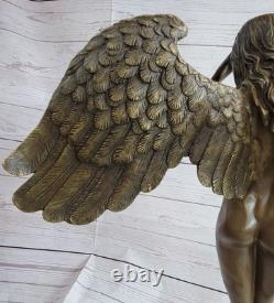 Huge Nude Female Angel Bronze Statue Signed by Weinman, Marble Base, Art Deco Sculpture