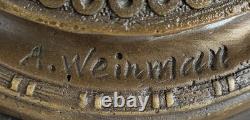 Huge Nude Female Angel Bronze Statue Signed by Weinman, Marble Base, Art Deco Sculpture