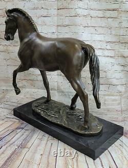 Huge Signed Mene Pure Bronze Horse Statue Marble Figure 25.5kg Decor