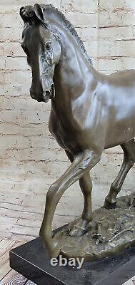 Huge Signed Mene Pure Bronze Horse Statue Marble Figure 25.5kg Decor