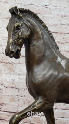 Huge Signed Mene Pure Bronze Horse Statue Marble Figurine 56 Pound Decor