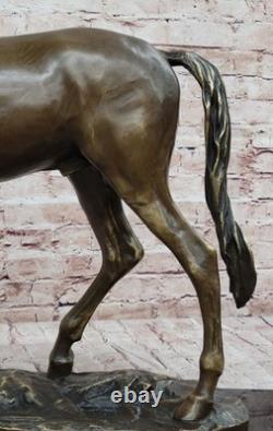Huge Signed Mene Pure Bronze Horse Statue Marble Figurine 56 Pound Decor