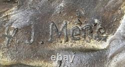 Huge Signed Mene Pure Bronze Horse Statue Marble Figurine 56 Pound Decor