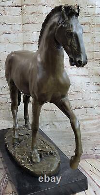 Huge Signed Mene Pure Bronze Horse Statue Marble Figurine 56 Pound Gift