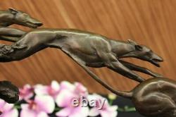 Hunting Season Three Hunting Dogs Bronze, Signed Thomas Marble Base Sculpture