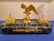 Imperial Eagle Inkwell With Golden Bronze Holders, Signed Pin&egrave;do Green Marble
