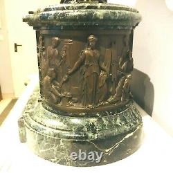 Important Bronze Clock Signed By J. J Feuchère Marble Base. 19th Century