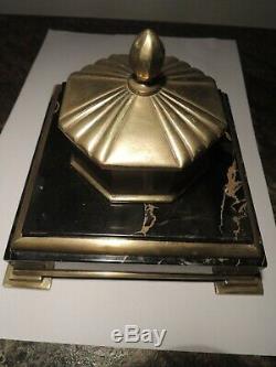 Inkwell Bronze Dore 'and Marble Sign Albert Marionnet 1852 1910