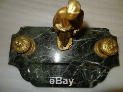 Inkwell Gilt Bronze Dante Signed And Green Marble And Faguelle Susse Brothers