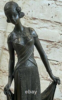 Kassin Dancer Signed Bronze Marble Art Deco Vintage Figure A Franges Noire' 20s