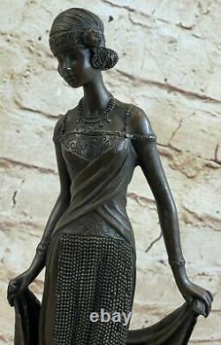 Kassin Dancer Signed Bronze Marble Art Deco Vintage Figure A Franges Noire' 20s