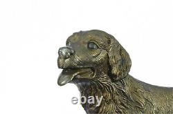 Labrador Dog On Off Bird Hunting Bronze Marble Sculpture Signed J. Moigniez