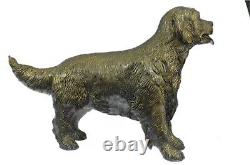 Labrador Dog Stop Bird Hunting Bronze Marble Sculpture Signed J. Moigniez