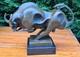 Large Modernist Bronze Fighting Bull Marble Base Signed Milo Bullfighting