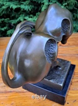 Large Modernist Bronze Fighting Bull Marble Base Signed Milo Bullfighting