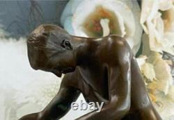 Large Sexy Chair Pose Bronze Sculpture Marble Figurine Sign Artwork Sale