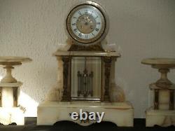 Large White And Bronze Notary Clock By C. Detouche