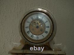Large White And Bronze Notary Clock By C. Detouche