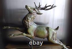 Large bronze deer by ERGET (19th-20th century) signed on a marble base