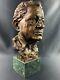 Large Numbered And Dated Patinated Bronze Bust On Green Marble Base Signed Milan Lukac