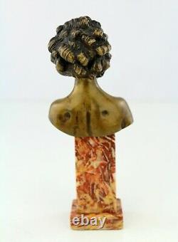 Louis Chalon Former Bronze Patinated Marble Sculpture Bust Woman 1900 Signed