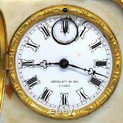 Louis Philippe Pendant Clock- Bronze Gold And Marble- 19th Century Signed