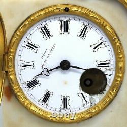 Louis Philippe Pendant Clock- Bronze Gold And Marble- 19th Century Signed
