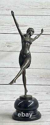 Made Detailed Signed Chiparus Folly Bronze Dancer Sculpture Marble Statue