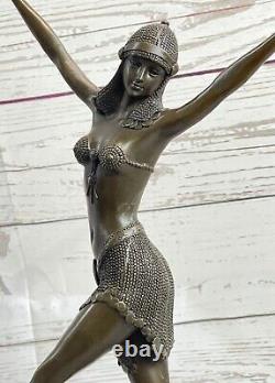 Made Detailed Signed Chiparus Folly Bronze Dancer Sculpture Marble Statue