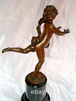 Magnificent 19 C French Bronze On Marble'signed