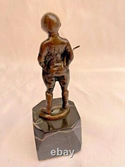 Magnificent 19c French Bronze On Marble Statue Of A Boy With Stick'signed