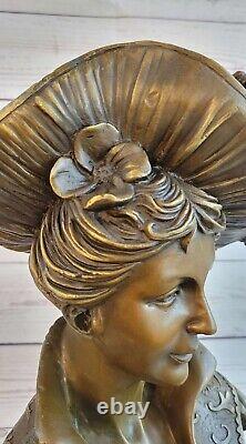 Main Bronze Sculpture Marble Sexy Female Bust Large Original Signed Deal