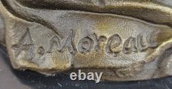 Main Bronze Sculpture Marble Signed by French Moreau Statue Figurine Decor