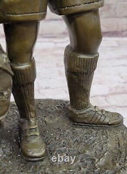 Main Manufactured Golfer Boy Bronze Figurine on Signed Marble Base