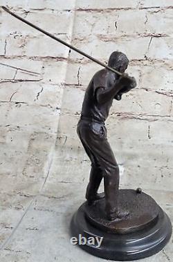 Male Golfer Man Original Bronze on Marble Figurine Sculpture Deal Nr