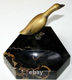 Marble And Bronze Goose Ashtray By A. Marionnet