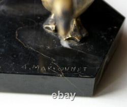 Marble And Bronze Goose Ashtray By A. Marionnet