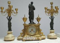 Marble Clock Pendulum Clocks And Bronze Candlesticks Estatuet Sign