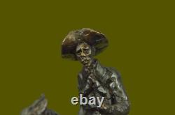Marble Figurine Sculpture of Thomas Cowboy on Horse Sheriff, Signed NR