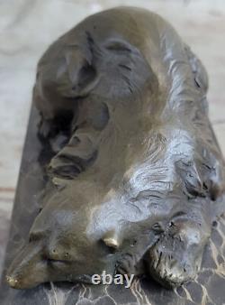 Marble Sculpture of a Sleeping Polar Bear in Bronze Signed