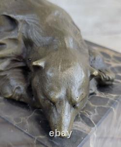 Marble Sculpture of a Sleeping Polar Bear in Bronze Signed