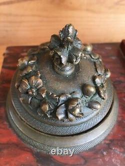 Marble and Bronze Inkwell, The Thinker by Laurent de Medici unsigned (15.5cm)